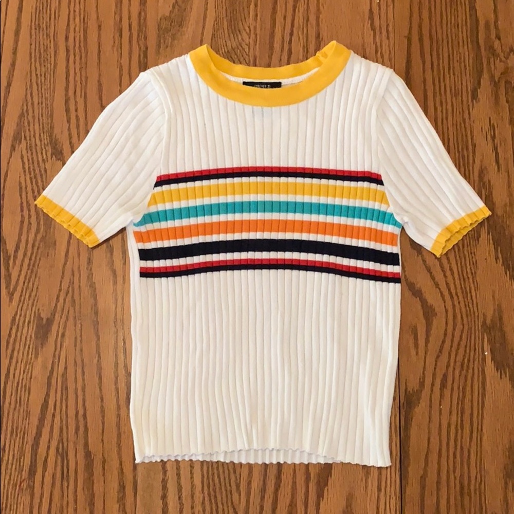 Ribbed stripped tee